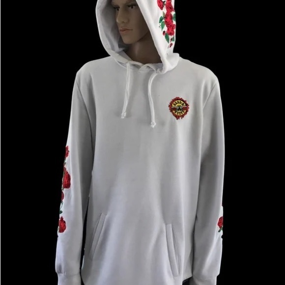 Guns and Roses Men’s Hoodie Custom Hoodie Upcycle Clothing Embroidered - Picture 8 of 9